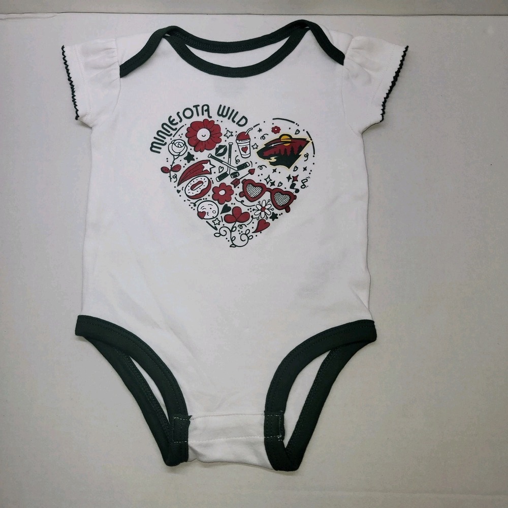 Minnesota Wild Infant Baby Girls Bodysuit 3 Piece Set 3/6M 12-16lbs NHL Official - Picture 4 of 7